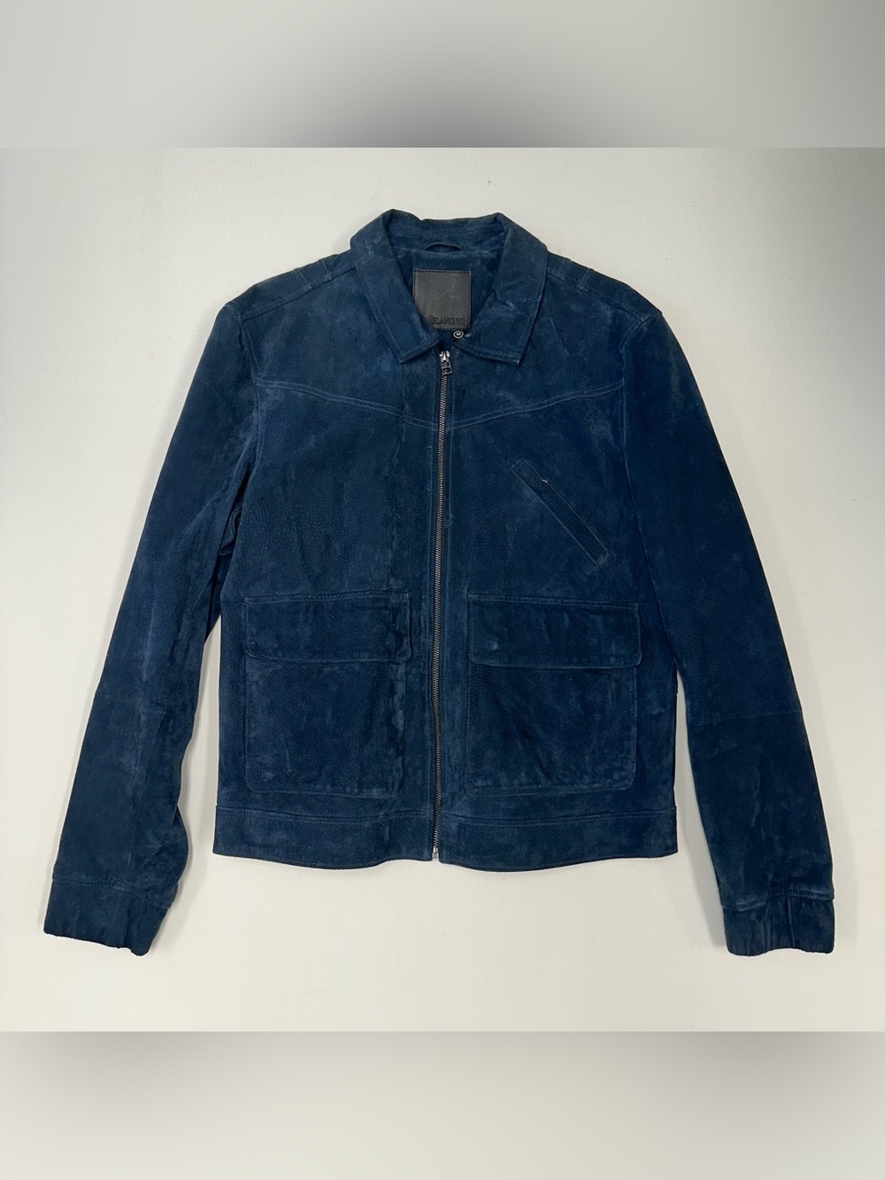 BLANK NYC Suede Bomber Leather Jacket Men's Medium Navy Blue